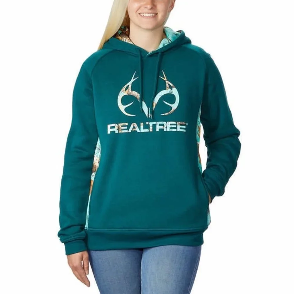 RealTree Women’s Fleece Hoodie Screen Print Logo Soft Hand Feel NWT - Picture 1 of 6